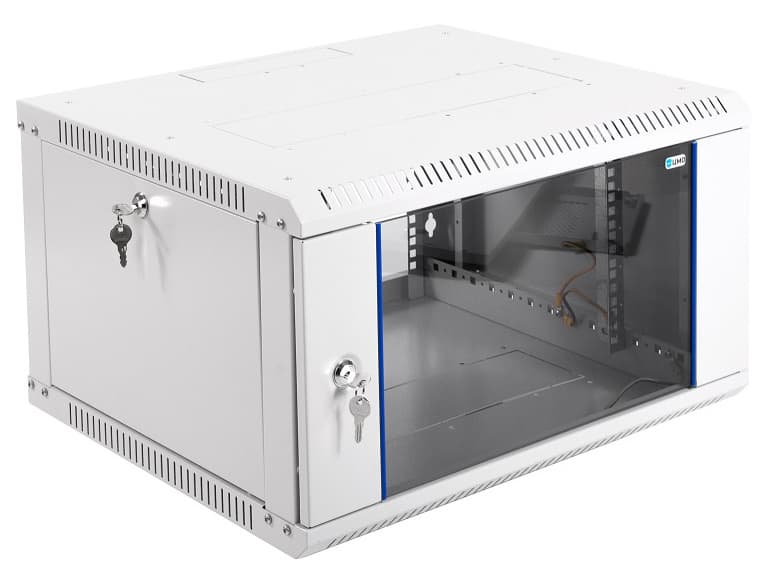 Шкаф коммутационный ЦМО ШРН-ЭКОНОМ (ШРН-Э-6.500) настенный 6U 600x520мм пер.дв.стекл 75кг серый 470мм 14.94кг 345мм - фото 1