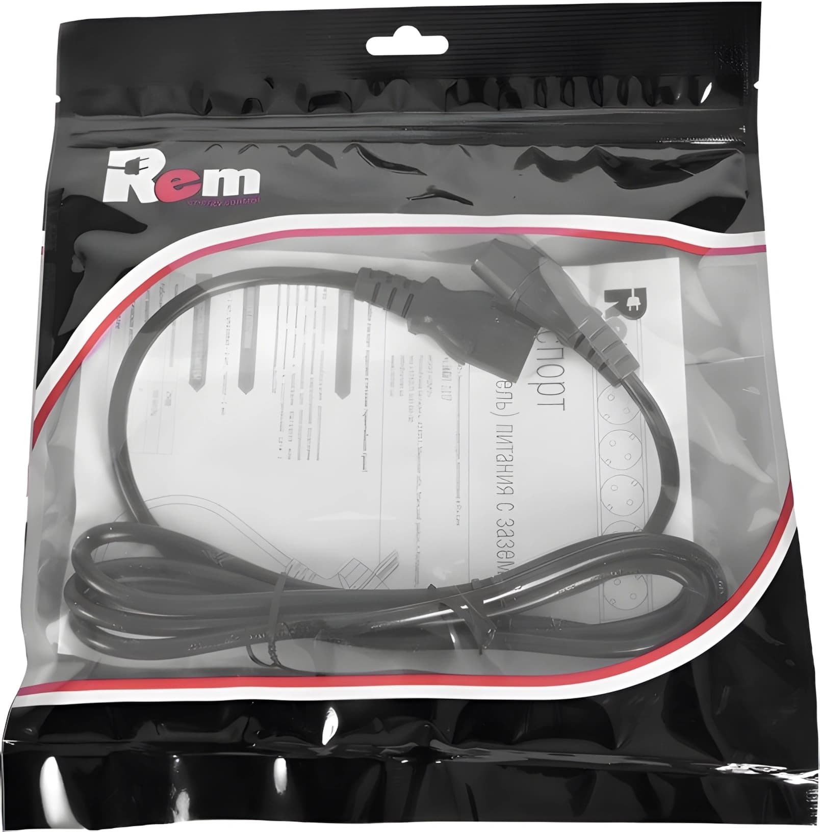 Шнур питания Rem R-10-Cord-C13-C14-3 C13-С14 проводник.:3x1мм2 3м 220В 10А (упак.:1шт) черный - фото 3