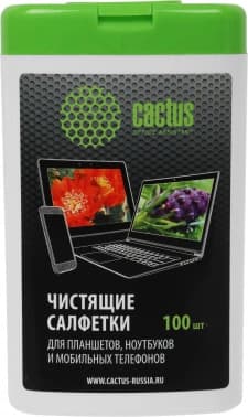 Салфетки Cactus CS-T1005 для планшетов и смартфонов малая туба 100шт влажных - фото 2