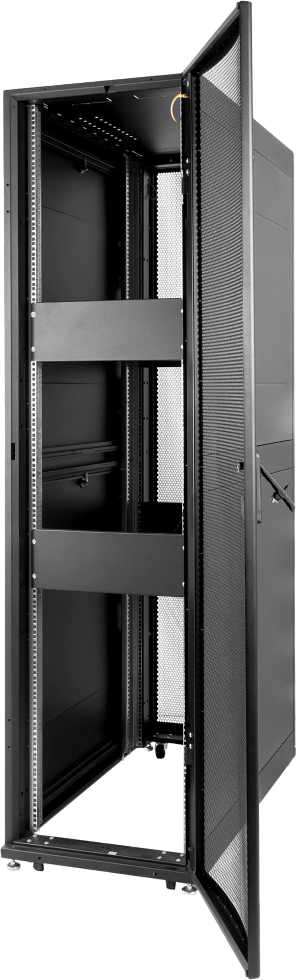 Шкаф серверный ЦМО (ШТК-СП-42.6.10-44АА-9005) напольный 42U 600x990мм пер.дв.перфор. 2 бок.пан. задн.дв.перфор. направл.под закл.гайки 1350кг черный 690мм 139кг 120град. 1950мм IP20 сталь - фото 5