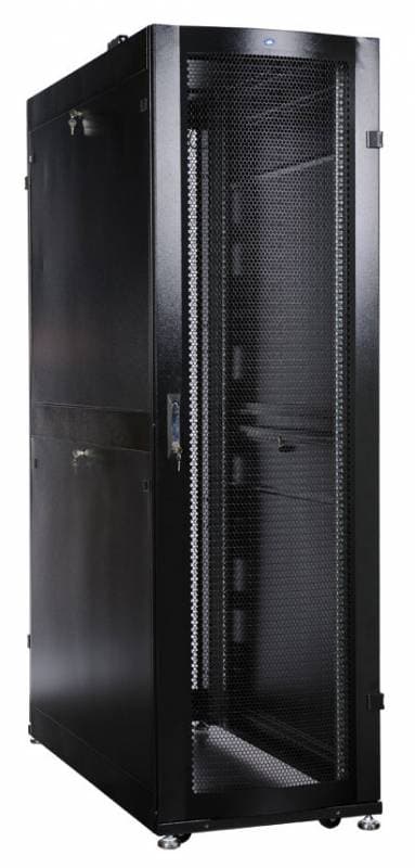Шкаф серверный ЦМО (ШТК-СП-48.6.12-44АА-9005) напольный 48U 600x1190мм пер.дв.перфор. задн.дв.перфор. 2 бок.пан. направл.под закл.гайки 1350кг черный 890мм 150кг 180град. 2215мм IP20 сталь - фото 1